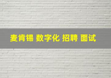 麦肯锡 数字化 招聘 面试